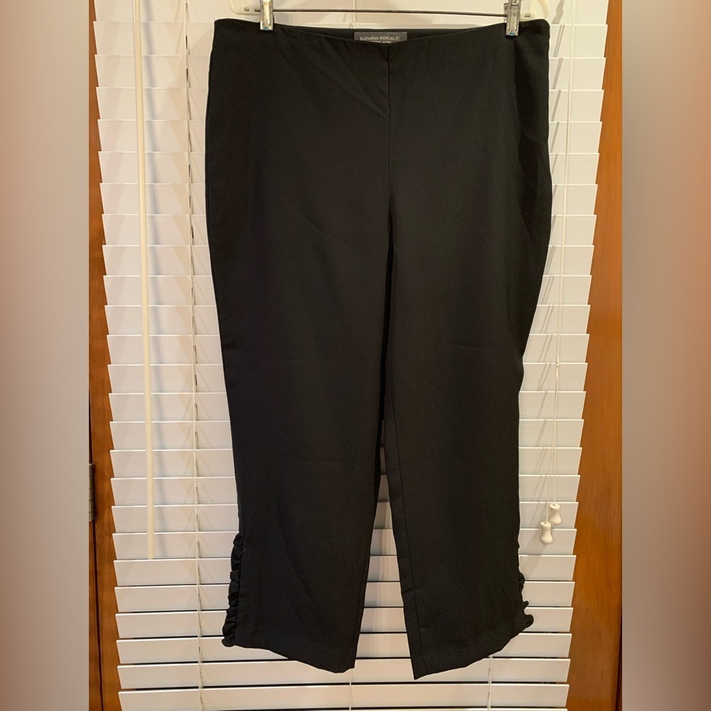 Bana Republic Factory Black Pants  With Ruffles Slit Details Vintage DressySz 14